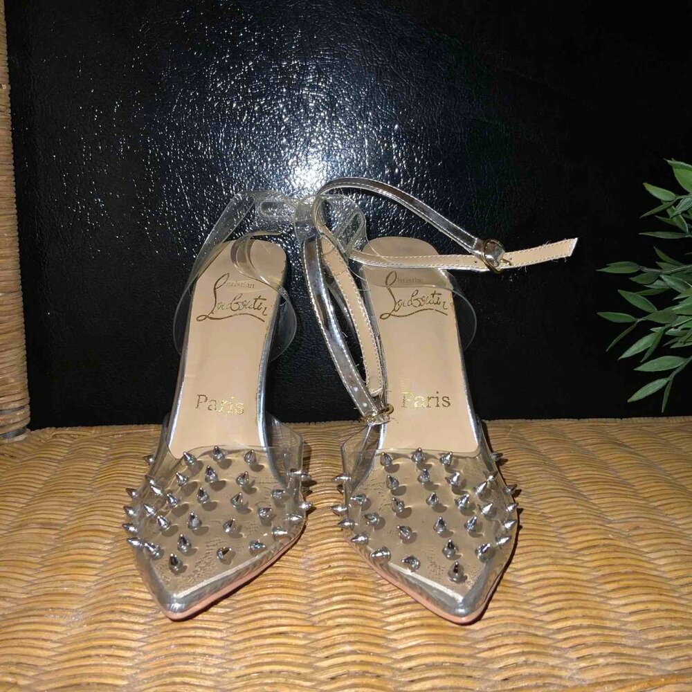 Christian Louboutin Silver Spiked Heels - Picture 2 of 12